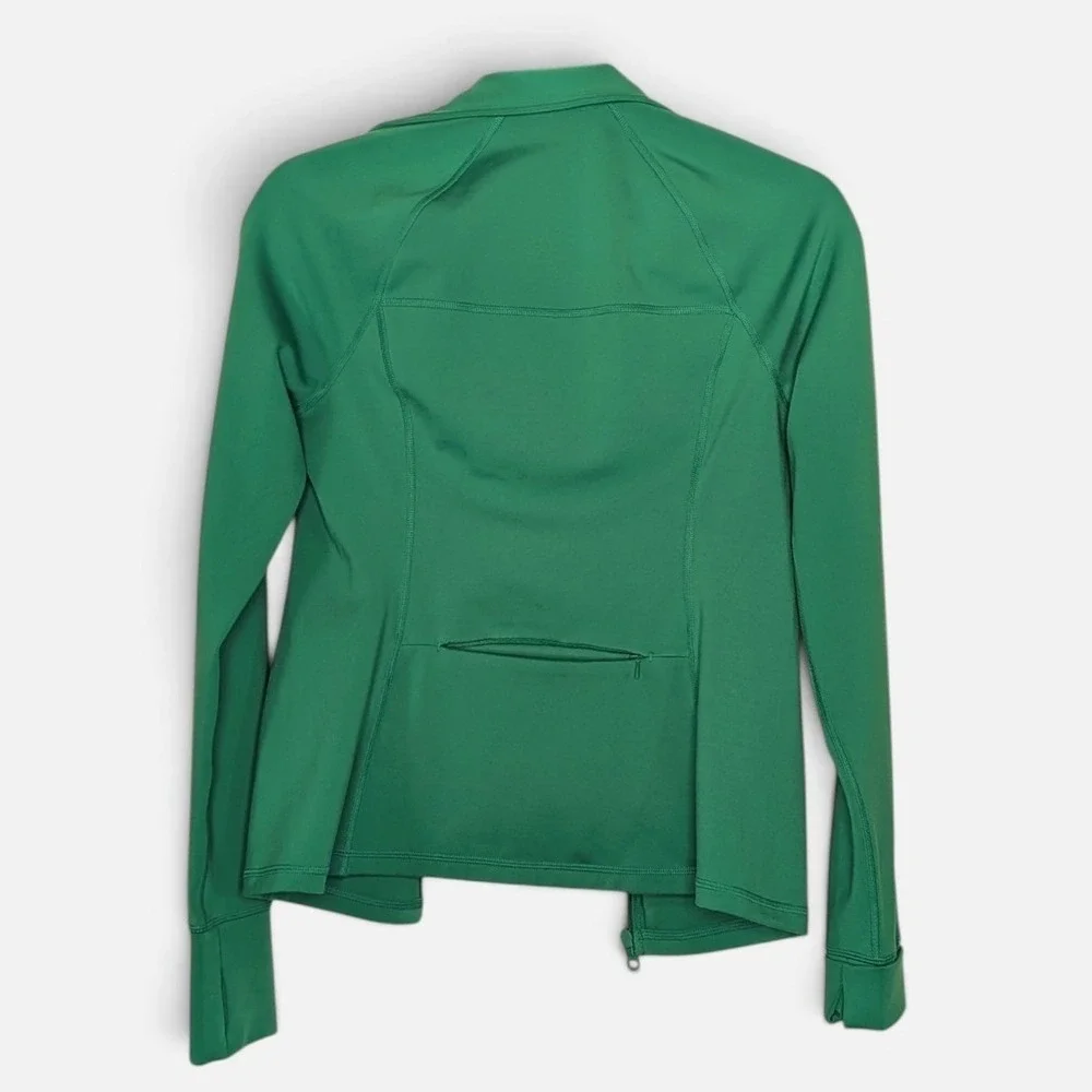 Girlfriend Collective Fitted Athletic Full Zip Jacket Top Green Medium